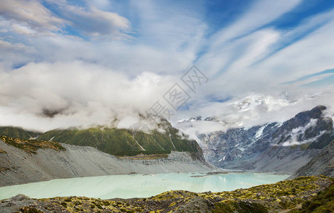 新西兰南岛库克山公园的美丽自然景观图片