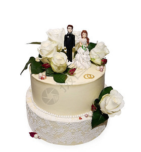 白结婚蛋糕有新娘图片