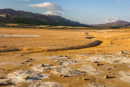 冰岛北部克拉夫活跃火山系统的一部分背景