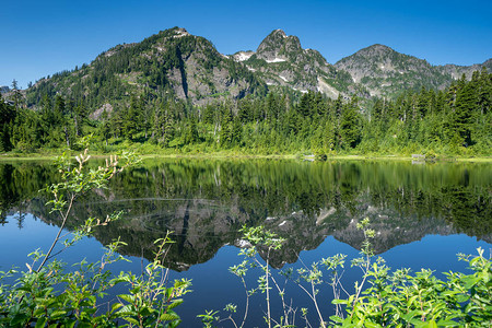 华盛顿州MtBaker娱乐区图象湖和MtS高清图片