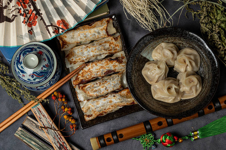 中式烹饪传统中式煎饺背景