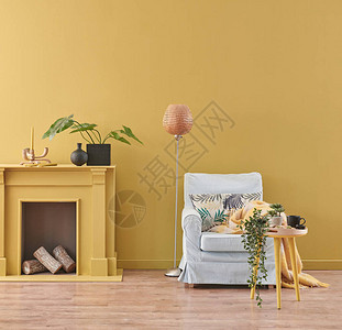 现代家具架椅装饰风格有黄色壁图片