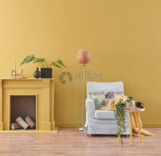 现代家具架椅装饰风格有黄色壁图片