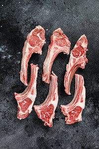 Raw羊排羊肉包有机肉牛排黑色背图片