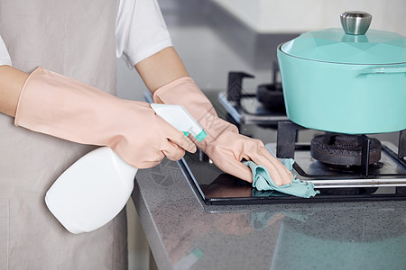 刷碗居家女性厨房消毒清洁特写背景