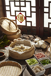 传统中式背景生水饺图片