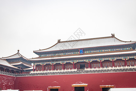 雪中的北京故宫午门图片