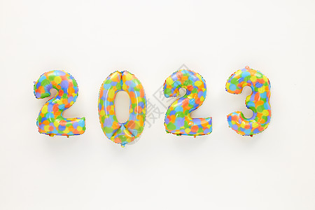 2023色彩数字气球新年概念图片