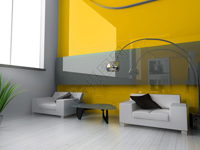 客厅3d图像的现代内部图片