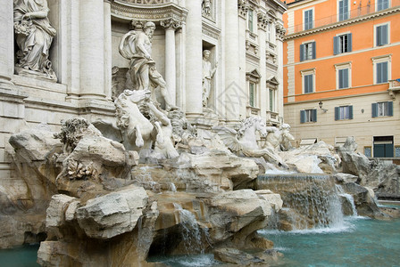 特莱维喷泉罗马意大利以海神雕像为特图片