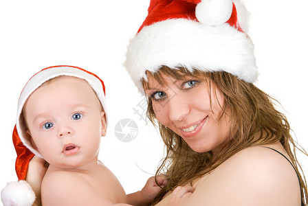美丽的妈桑塔和她的宝圣诞老人男图片