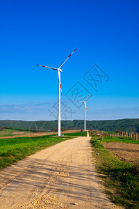 达坂城风力发电站农村风能涡轮发电站背景