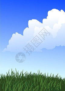 一片草地上的白色浮云图片