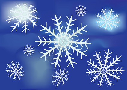 光滑的插图深蓝色背景上的雪花背景图片