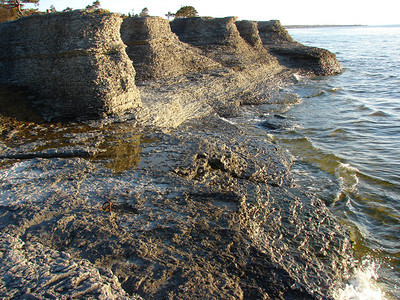 夏时的岩石海岸图片