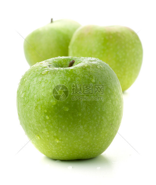 三个成熟的绿苹果图片