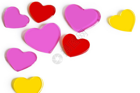 情人节日的粉红色和黄色果冻心脏图片