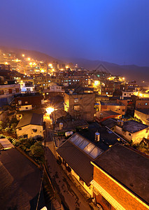 秋分村夜景背景图片