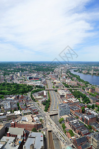 波士顿市航空与城市建筑和图片