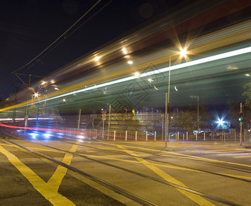 香港夜间轻轨图片