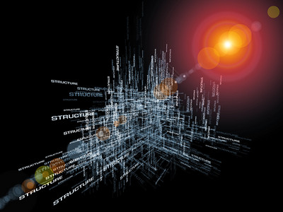 以互联网现代和未来技术通信和计算为主题的三维空间中的词和形图片