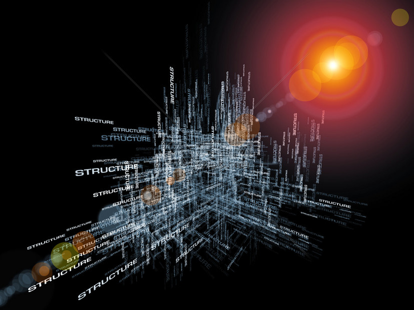 以互联网现代和未来技术通信和计算为主题的三维空间中的词和形图片