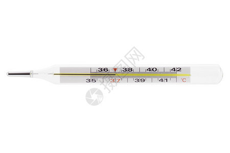 在临界点37graccelcius的临床汞温度计背景图片