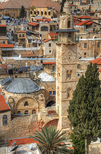 鸟瞰以色列耶路撒冷老城图片