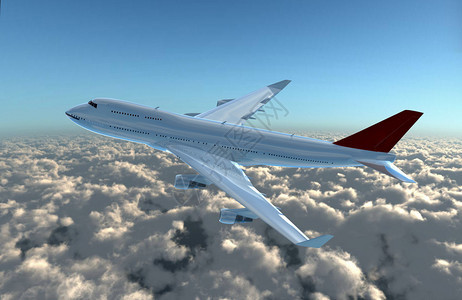 飞机在空中飞行提供旅行和航空服务的概念背景图片