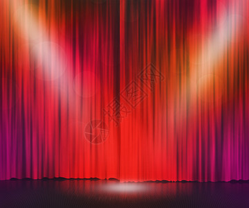 红舞台聚光灯下背景图片