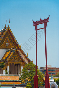 在泰国曼谷市中心的一个著名历史悠久的旅游景点SaoChingChangCha图片
