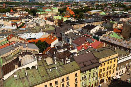 鸟瞰波兰克拉科夫老城图片