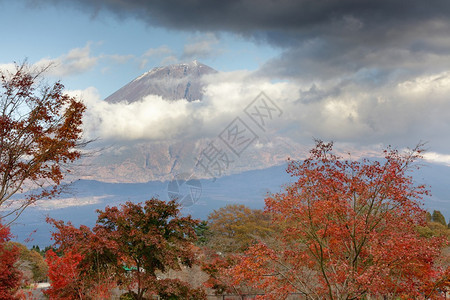 日本的秋天风景与富士山图片