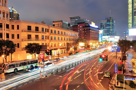 上海街风景与城市景色和黄图片