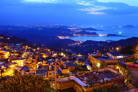 九份村夜景背景图片