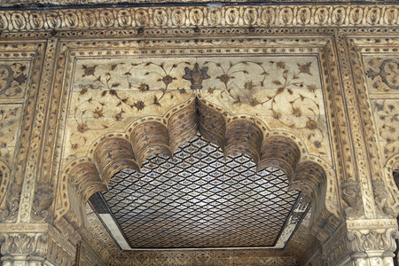 印度德里红堡的伊斯兰风格宫殿图片