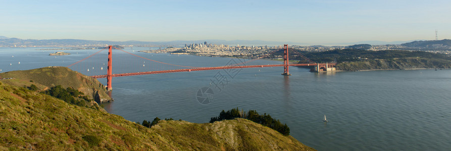 旧金山著名金门大桥全景图片