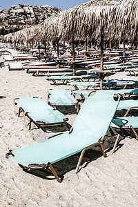 棕榈树下休息厅者在海滩上挂雨伞人类发展图片