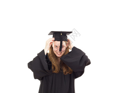 穿着学术长袍的女毕业生图片