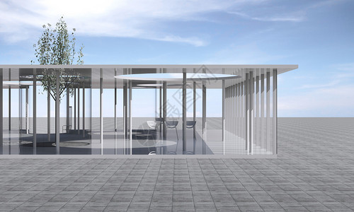 未来建筑现代概念建筑玻璃和柱子清晰明图片