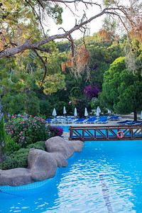 美丽的酒店游泳池清晨为图片
