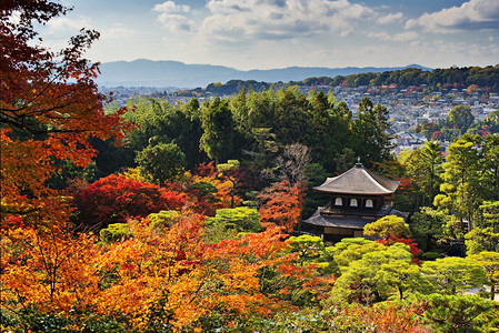 秋季日本京都的银阁寺图片