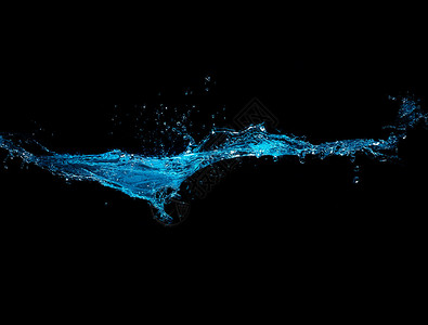 在水中的冰立方体有喷溅照片  |蓝色水波液体飞溅饮料照片  |水溅与