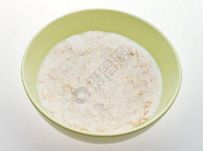 传统的英语燕麦粥白桌上的陶图片