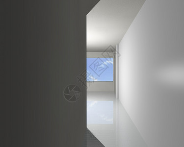 白色空室内走廊3D渲染背景图片