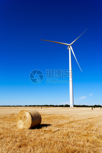 发电风力涡轮机和谷物作图片