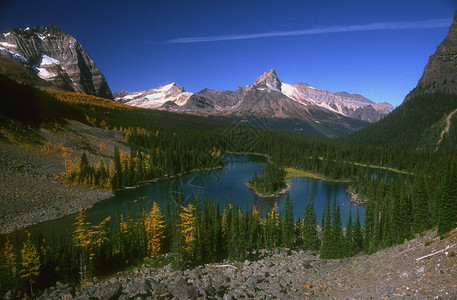 美丽的山景和湖景图片