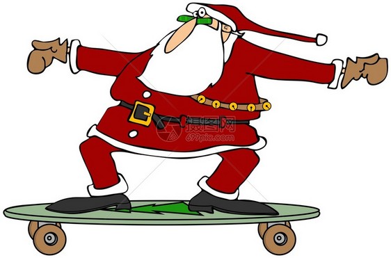 这个插图描述了圣诞老人骑在图片