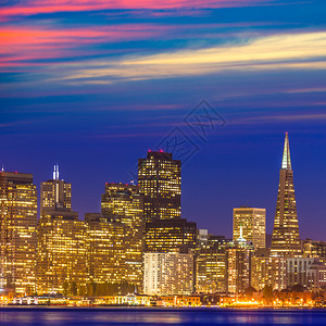 加利福尼亚州旧金山日落的天际线美图片
