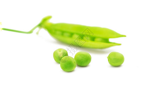 白色背景上的绿色豌豆荚图片